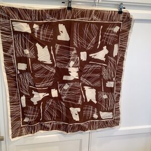 Oscar de la Renta Brown & White Vintage Scarf